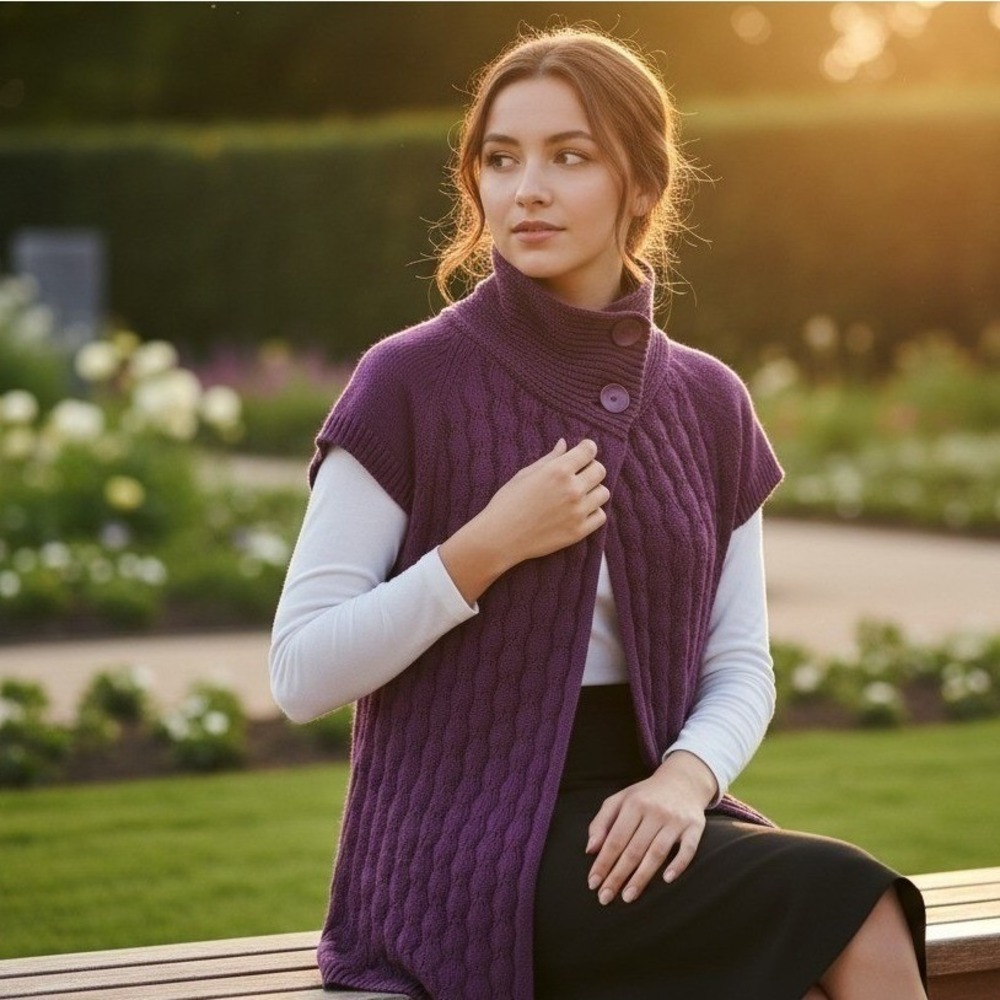 Womens Izod Dark Purple Short Sleeve Open Sweater‎ XL Cardigan